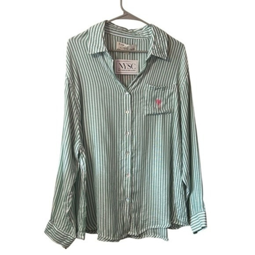 NWT Vintage Havana Stripe Sunrise Beach Surf Island Sunset Button Down Shirt M - Picture 4 of 11